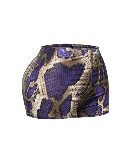Foiled animal printed highwaisted shorts - Muvin 