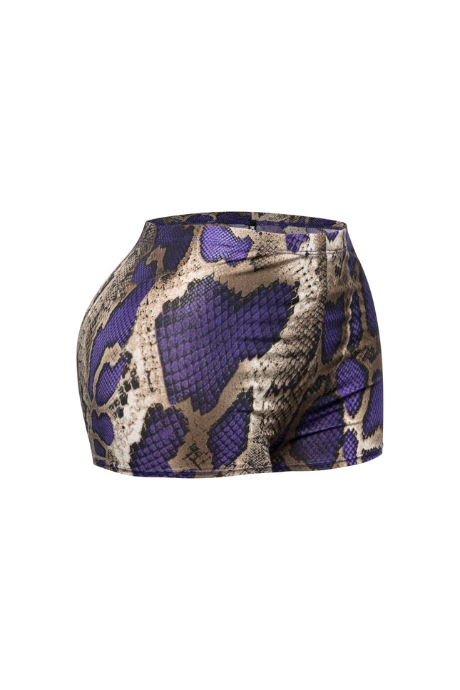 Foiled animal printed highwaisted shorts - Muvin 
