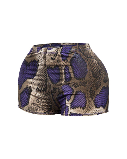 Foiled animal printed highwaisted shorts - Muvin 