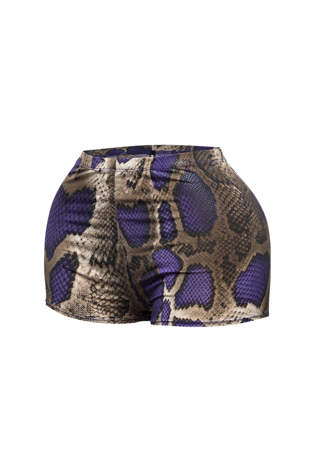 Foiled animal printed highwaisted shorts - Muvin 