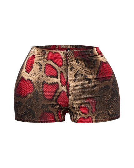Foiled animal printed highwaisted shorts - Muvin 