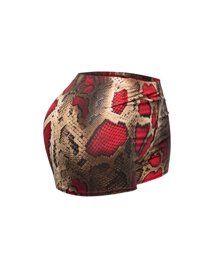 Foiled animal printed highwaisted shorts - Muvin 