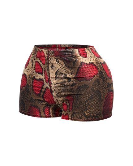 Foiled animal printed highwaisted shorts - Muvin 
