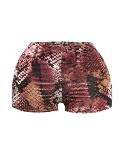 Foiled animal printed highwaisted shorts - Muvin 
