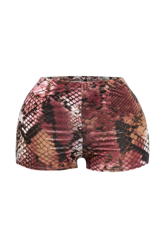 Foiled animal printed highwaisted shorts - Muvin 