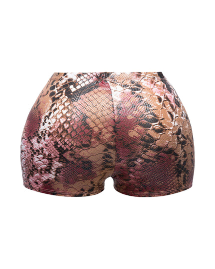Foiled animal printed highwaisted shorts - Muvin 