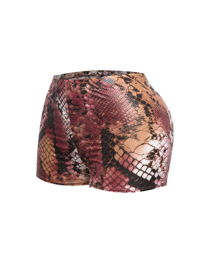Foiled animal printed highwaisted shorts - Muvin 