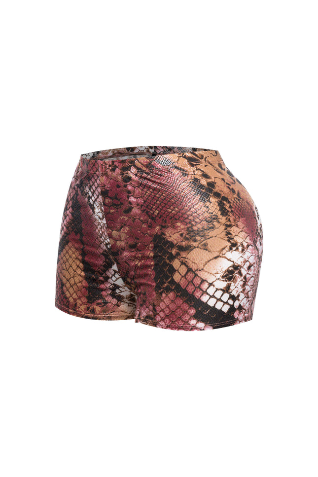 Foiled animal printed highwaisted shorts - Muvin 
