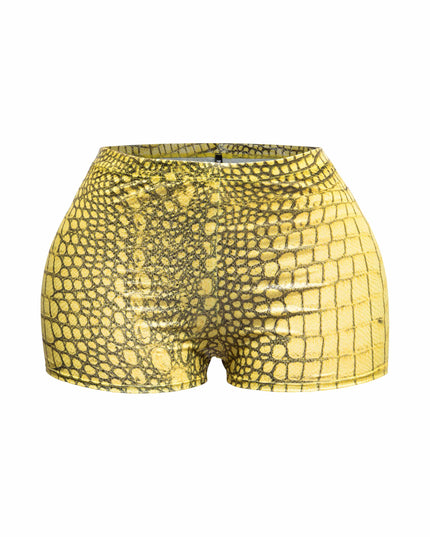 Foiled animal printed highwaisted shorts - Muvin 