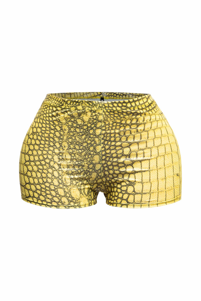 Foiled animal printed highwaisted shorts - Muvin 