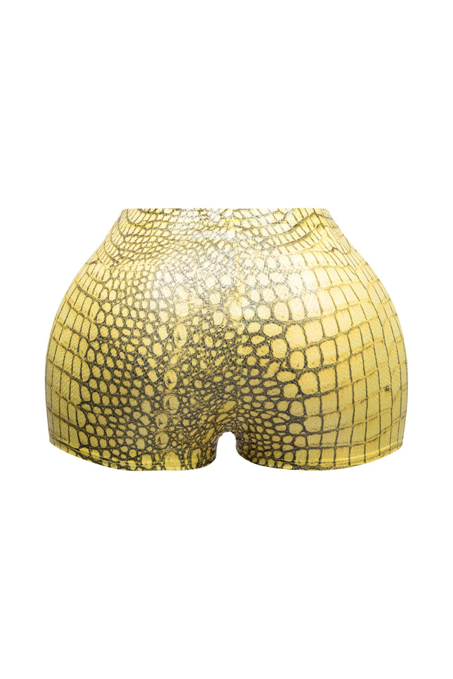 Foiled animal printed highwaisted shorts - Muvin 