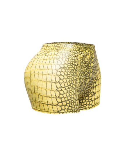 Foiled animal printed highwaisted shorts - Muvin 