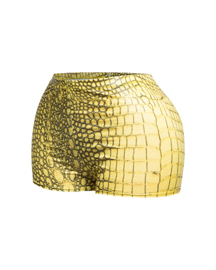 Foiled animal printed highwaisted shorts - Muvin 