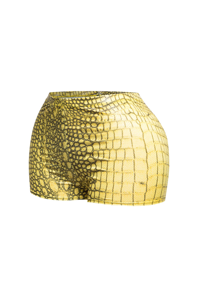 Foiled animal printed highwaisted shorts - Muvin 