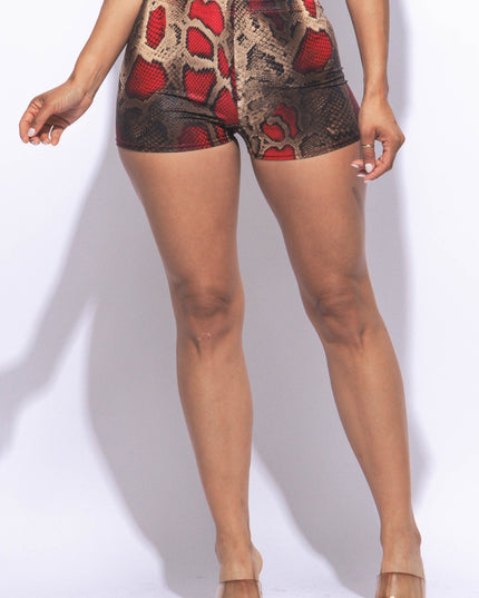 Foiled animal printed highwaisted shorts - Muvin 