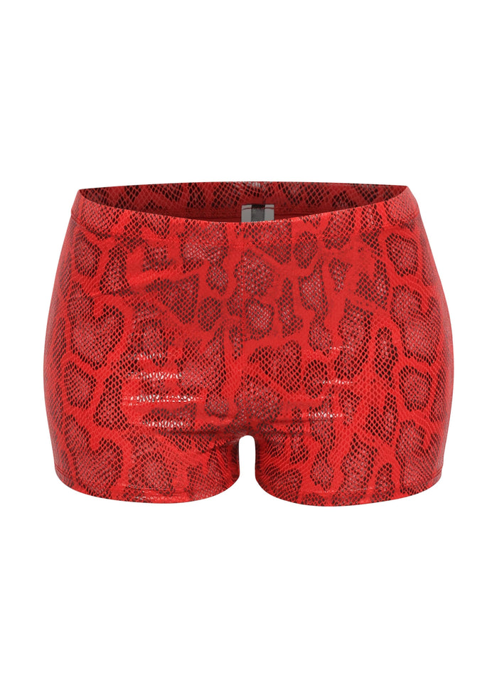 Foiled animal printed highwaisted shorts - Muvin 