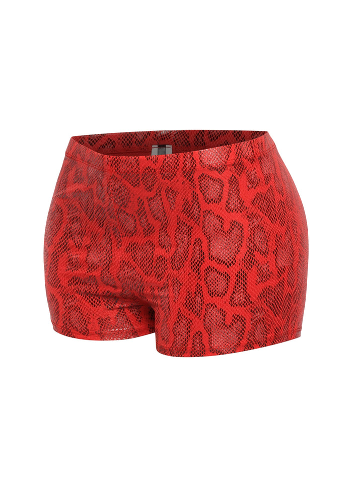 Foiled animal printed highwaisted shorts - Muvin 