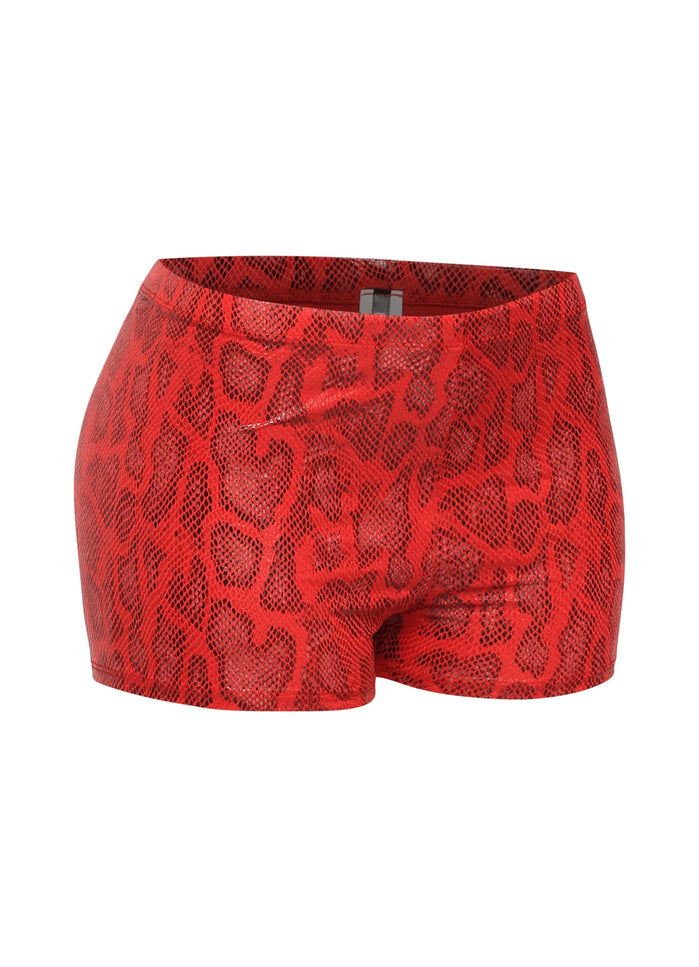 Foiled animal printed highwaisted shorts - Muvin 