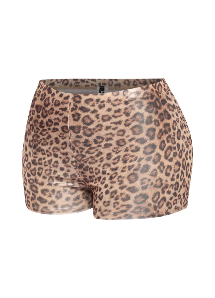 Foiled animal printed highwaisted shorts - Muvin 