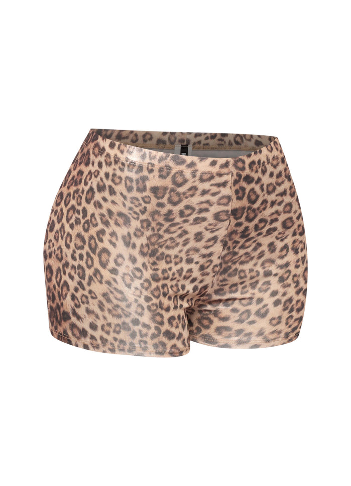 Foiled animal printed highwaisted shorts - Muvin 