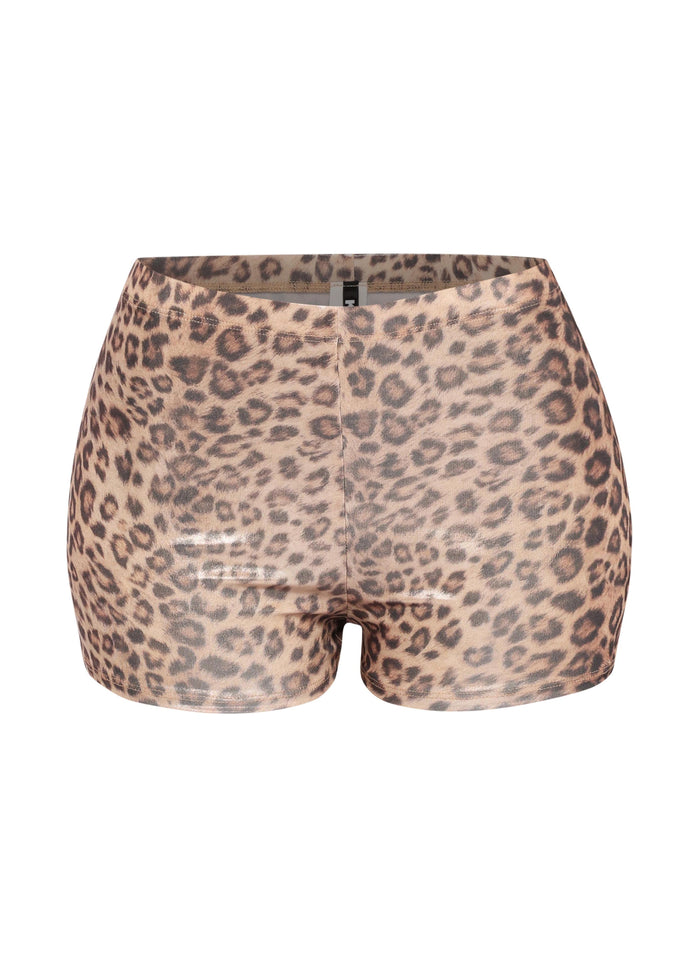 Foiled animal printed highwaisted shorts - Muvin 