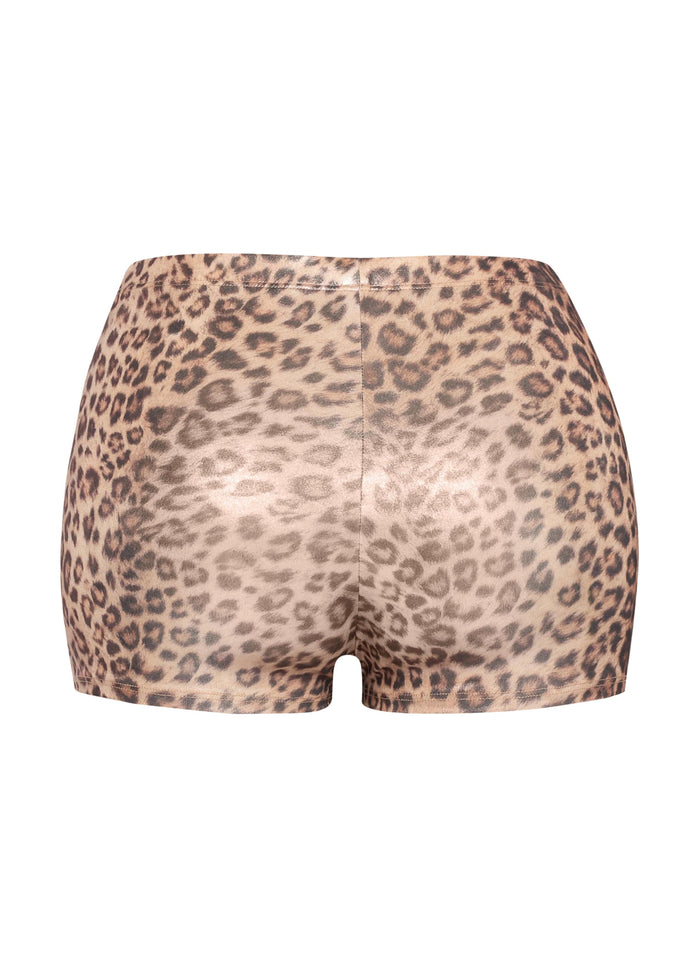 Foiled animal printed highwaisted shorts - Muvin 