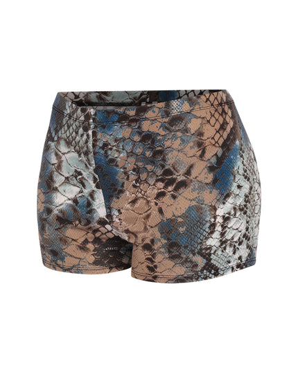 Foiled animal printed highwaisted shorts - Muvin 