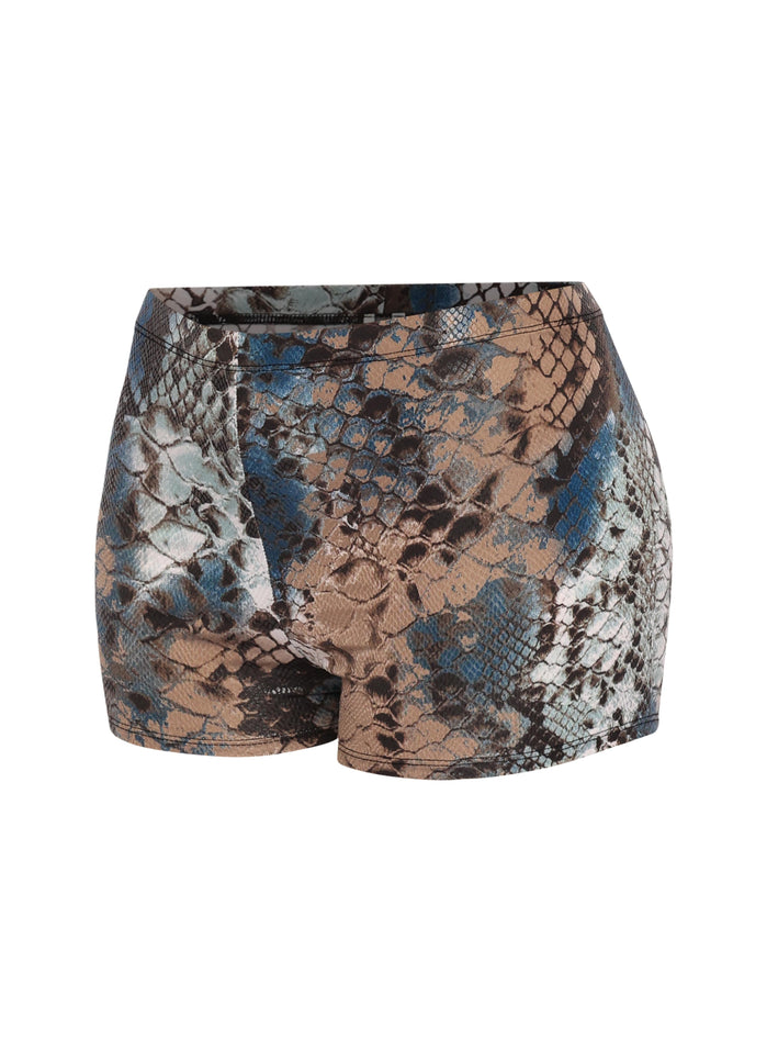 Foiled animal printed highwaisted shorts - Muvin 