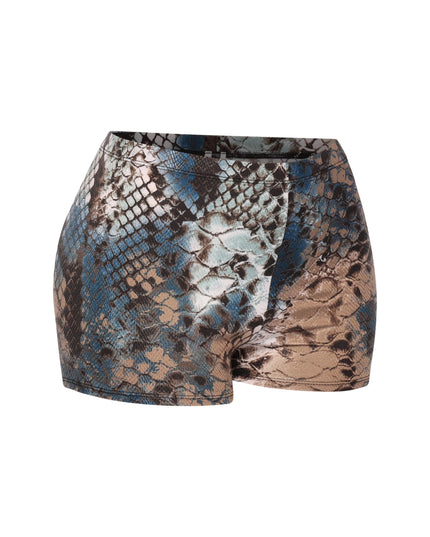 Foiled animal printed highwaisted shorts - Muvin 