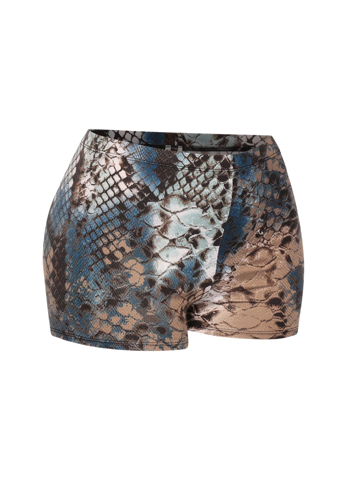 Foiled animal printed highwaisted shorts - Muvin 