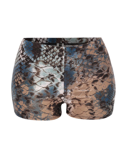 Foiled animal printed highwaisted shorts - Muvin 