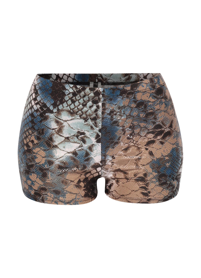 Foiled animal printed highwaisted shorts - Muvin 