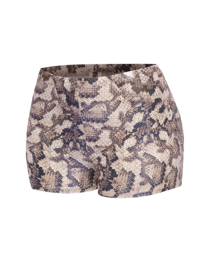 Foiled animal printed highwaisted shorts - Muvin 