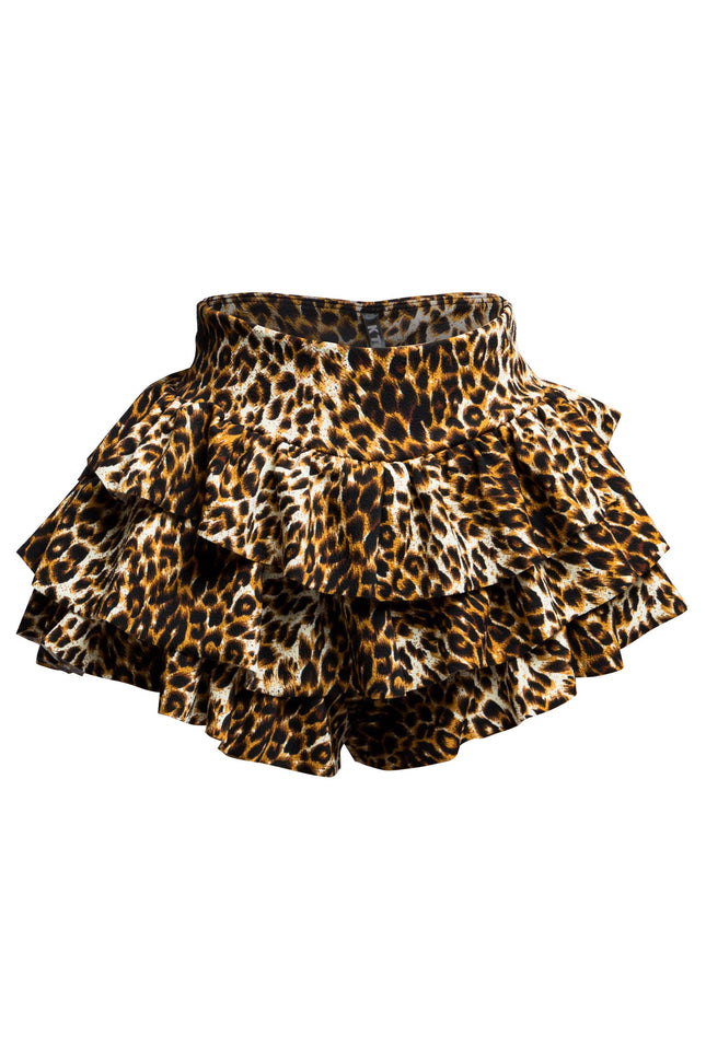 Leopard printed ruffled shorts - Muvin 