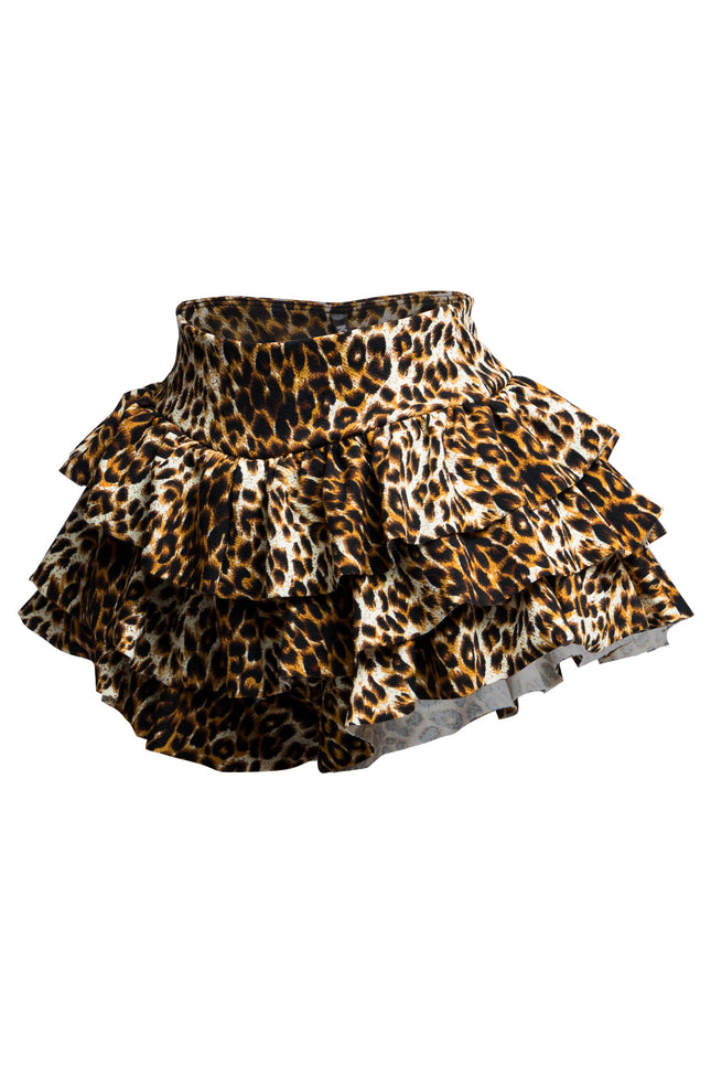 Leopard printed ruffled shorts - Muvin 