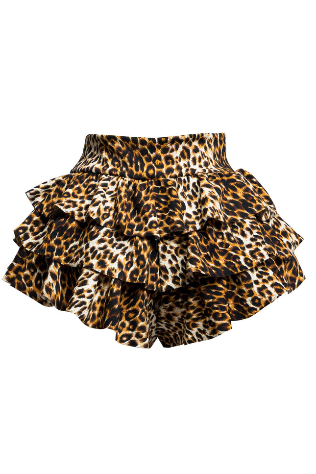 Leopard printed ruffled shorts - Muvin 