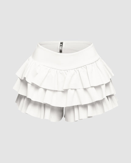 Solid ruffled shorts - Muvin 