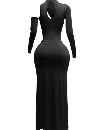 Cutout bodysuit & maxi skirt set w jewel trim - Muvin 