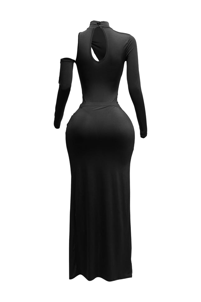 Cutout bodysuit & maxi skirt set w jewel trim - Muvin 
