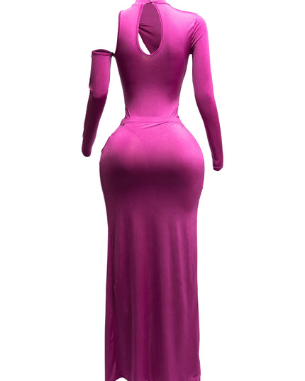 Cutout bodysuit & maxi skirt set w jewel trim - Muvin 