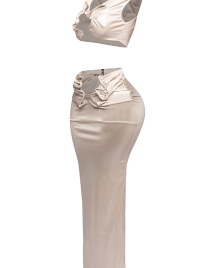 Flex wire cutout foiled tank maxi skirt set - Muvin 