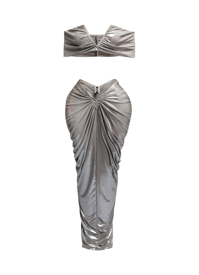 Off shoulder top & draping maxi skirt set - Muvin 