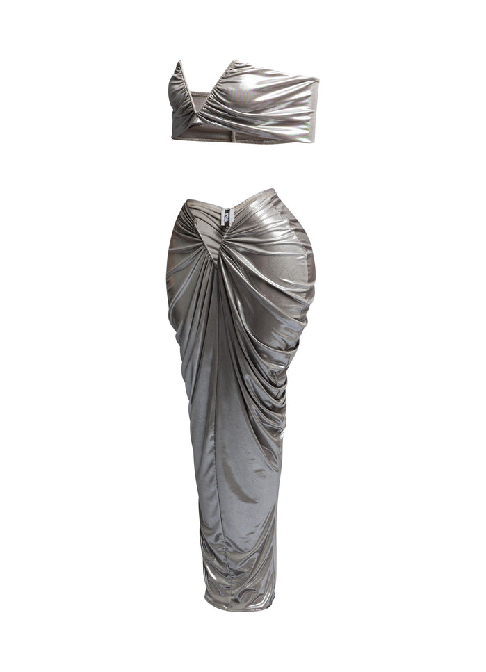Off shoulder top & draping maxi skirt set - Muvin 