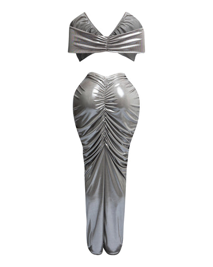 Off shoulder top & draping maxi skirt set - Muvin 