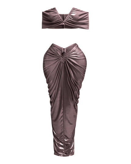 Off shoulder top & draping maxi skirt set - Muvin 