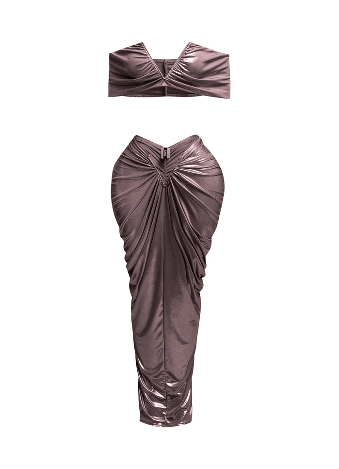 Off shoulder top & draping maxi skirt set - Muvin 