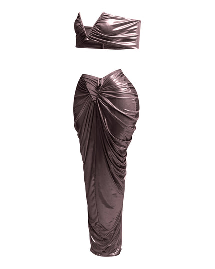Off shoulder top & draping maxi skirt set - Muvin 