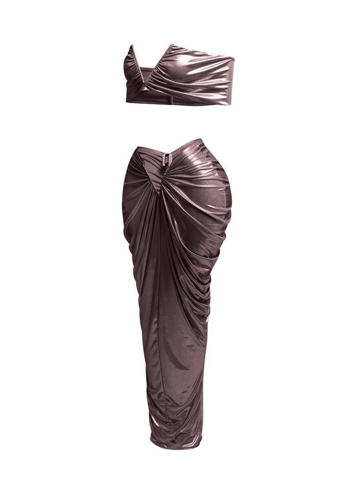 Off shoulder top & draping maxi skirt set - Muvin 