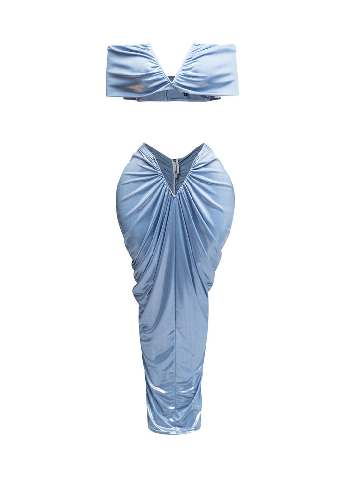 Off shoulder top & draping maxi skirt set - Muvin 