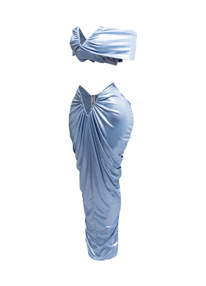 Off shoulder top & draping maxi skirt set - Muvin 